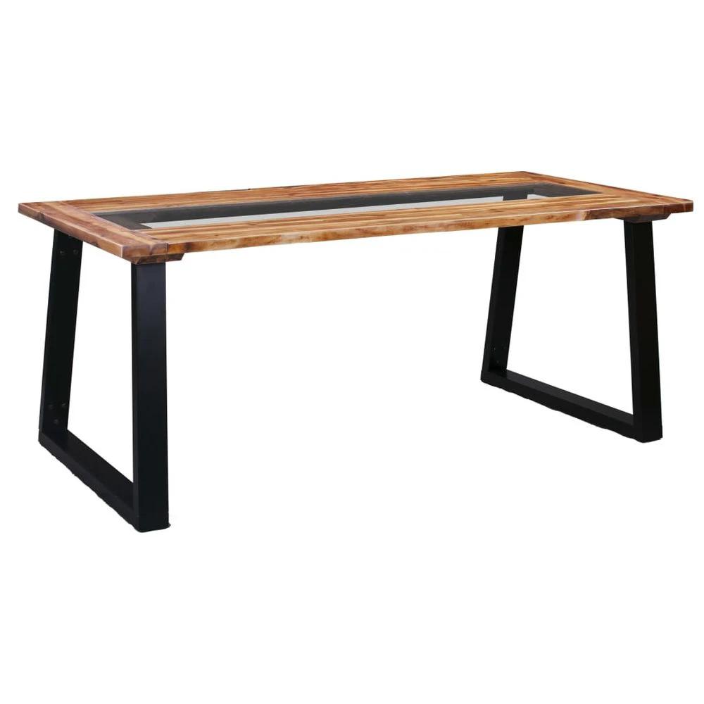 vidaXL Dining Table 180x90x75 cm vidaXL Solid Acacia Wood and Glass - Uncategorized Dining Table