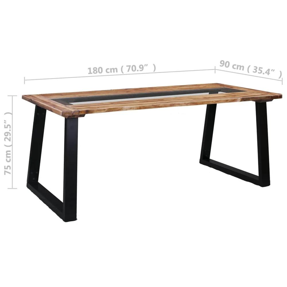 vidaXL Dining Table 180x90x75 cm vidaXL Solid Acacia Wood and Glass - Uncategorized Dining Table
