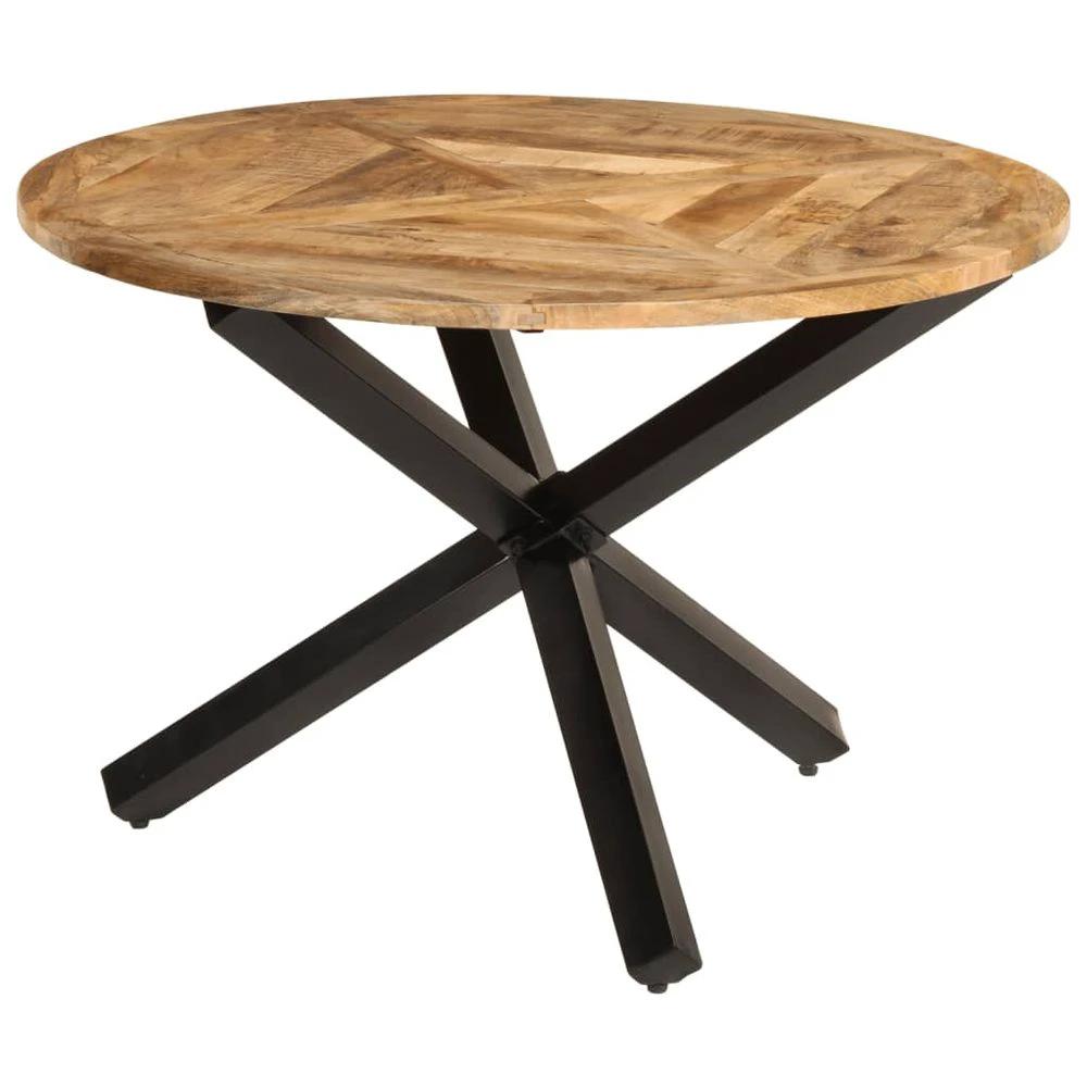 Dining Table Ø110x75 cm vidaXL Solid Wood Rough Mango by vidaXL