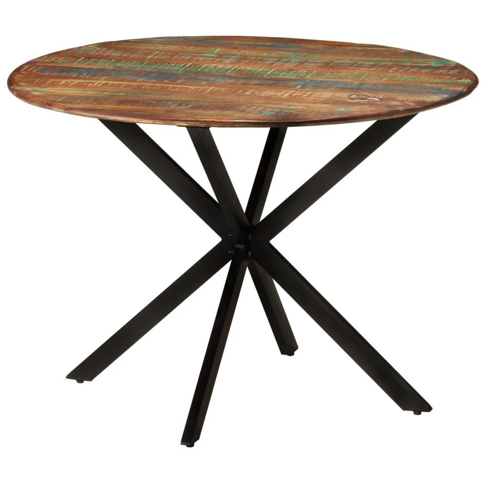 vidaXL Dining Table Ø110x78 cm vidaXL Solid Wood Reclaimed and Steel - Uncategorized Dining Table