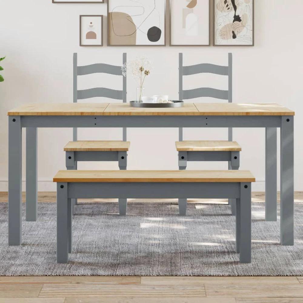 vidaXL Dining Table Panama Grey 160x80x75 cm vidaXL Solid Wood Pine - Uncategorized Dining Table
