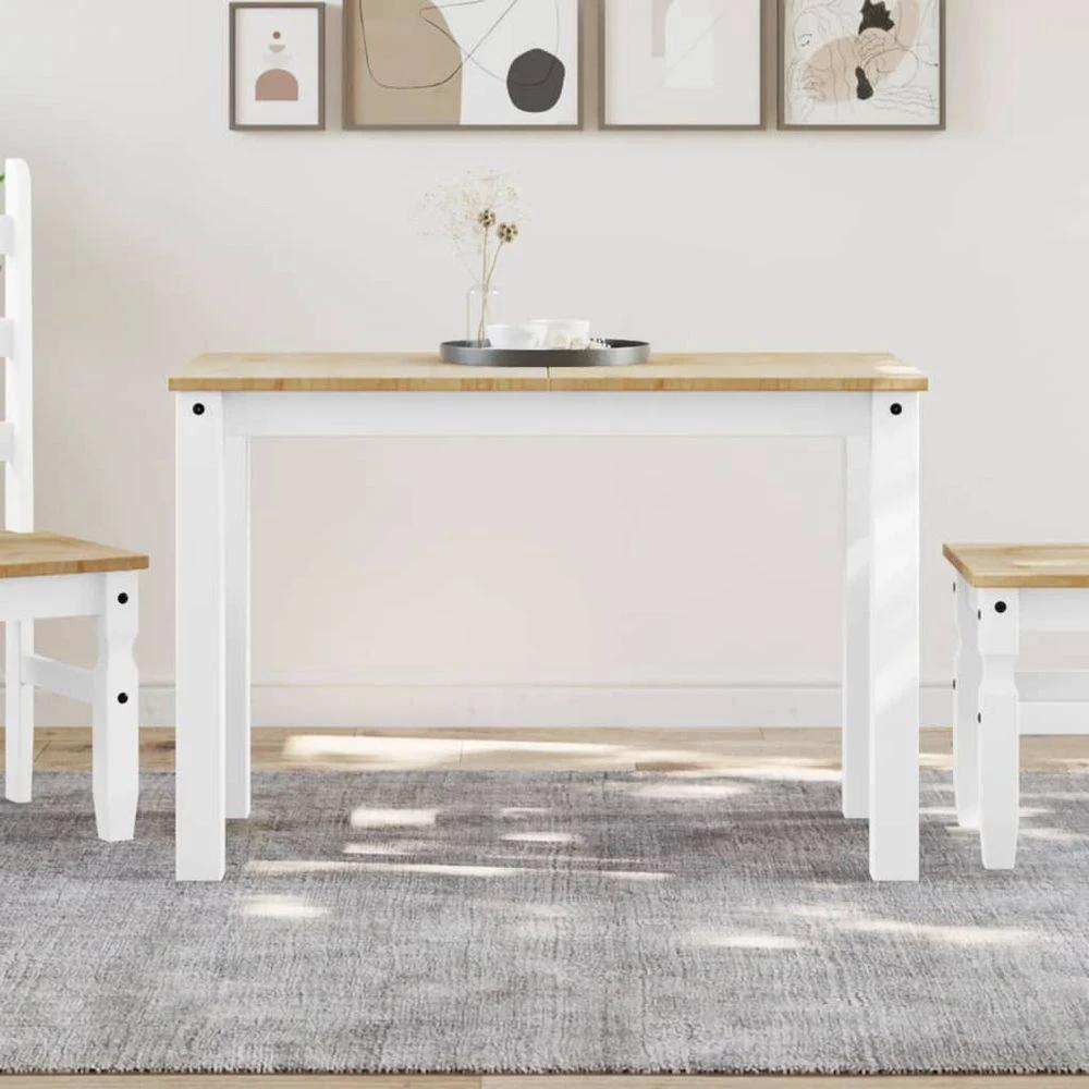 Dining Table Panama White 117x60x75 cm vidaXL Solid Wood Pine by vidaXL