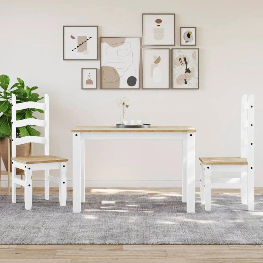 Dining Table Panama White 117x60x75 cm vidaXL Solid Wood Pine by vidaXL
