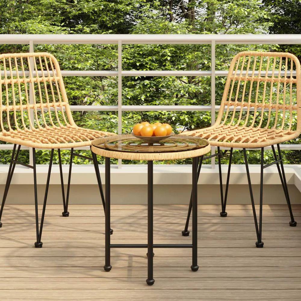 Dining Table Ø50 cm vidaXL Tempered Glass and Steel by vidaXL