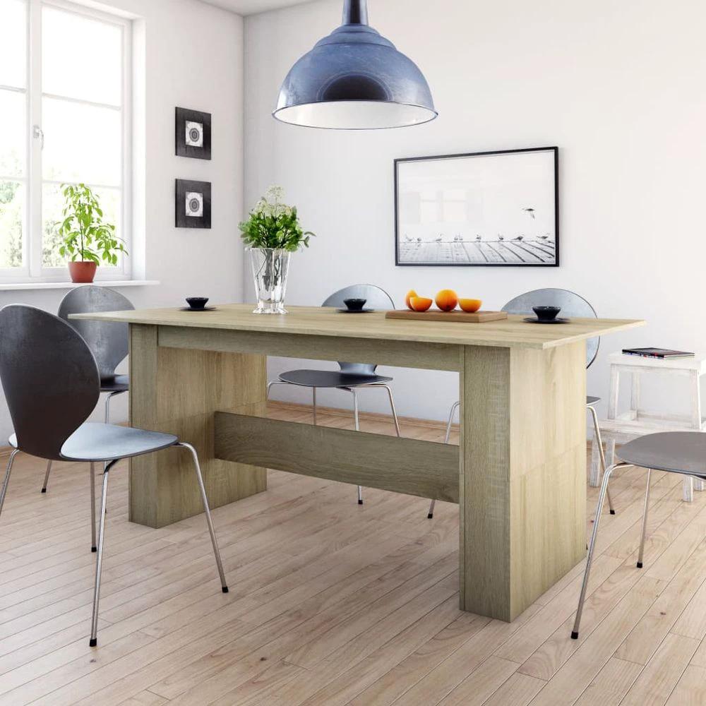Dining Table Smoked Oak vidaXL 180x90x76 cm Engineered Wood by vidaXL