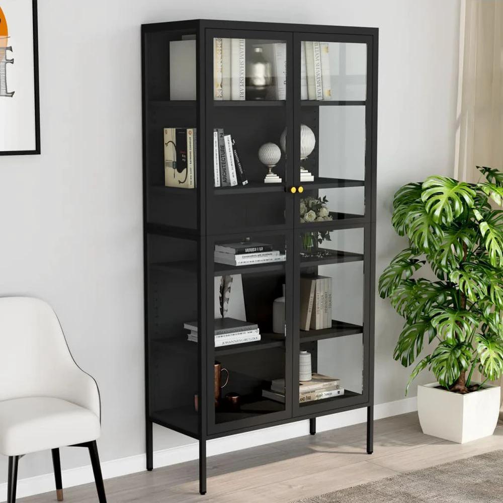 vidaXL Display Cabinet White vidaXL 90x40x180 cm Steel and Tempered Glass - Uncategorized Display Cabinet