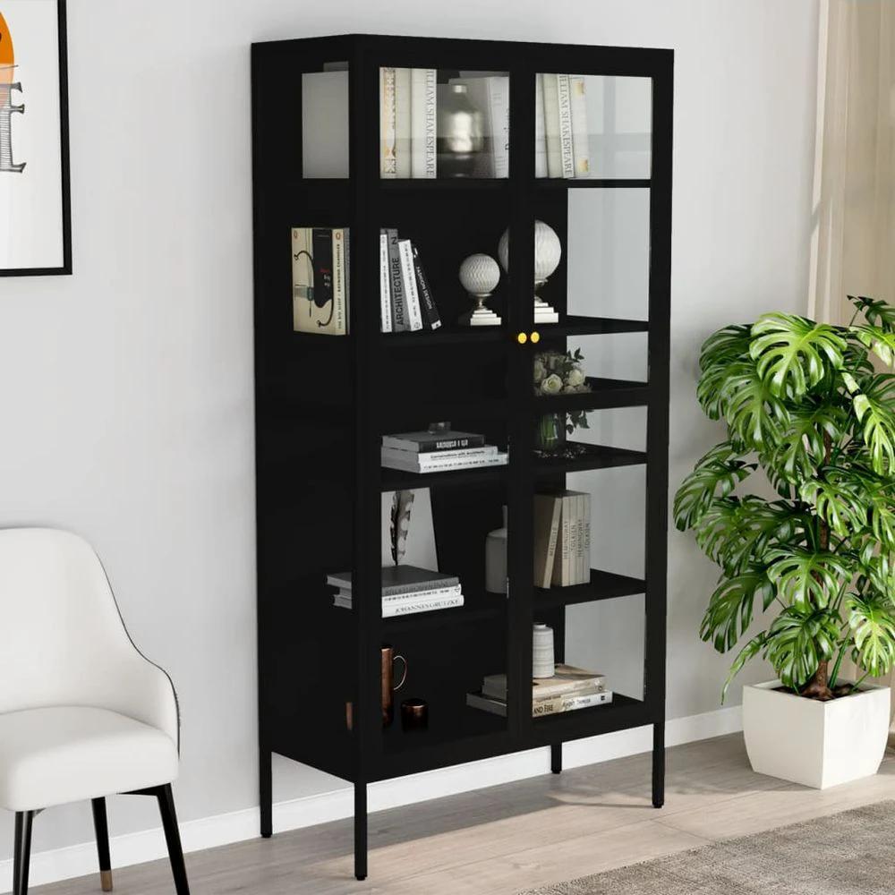 vidaXL Display Cabinet White vidaXL 90x40x180 cm Steel and Tempered Glass - Uncategorized Display Cabinet