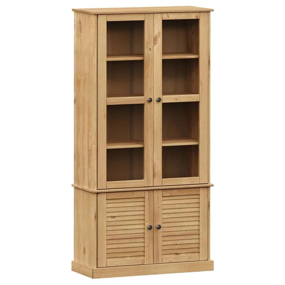 vidaXL Glass Display Cabinet VIGO vidaXL 85x35x170 cm Solid Wood Pine - Uncategorized Display Cabinet