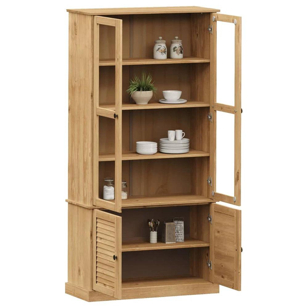 vidaXL Glass Display Cabinet VIGO vidaXL 85x35x170 cm Solid Wood Pine - Uncategorized Display Cabinet