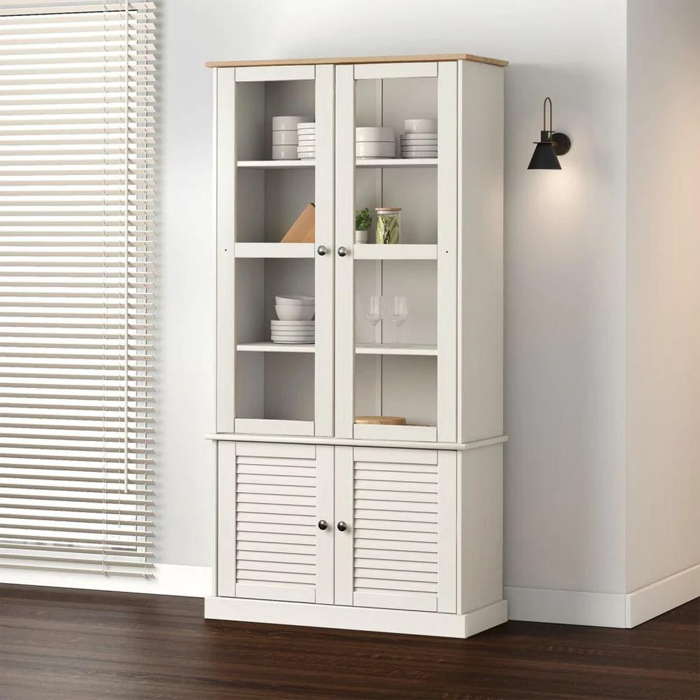 Glass Display Cabinet VIGO vidaXL 85x35x170 cm Solid Wood Pine by vidaXL