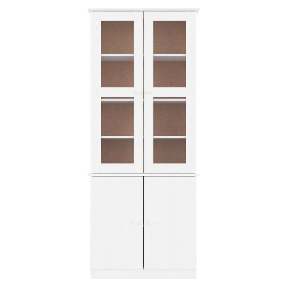 vidaXL Glass Display Cabinet ALTA vidaXL White 77x35x186.5 cm Solid Wood Pine - Uncategorized Display Cabinet