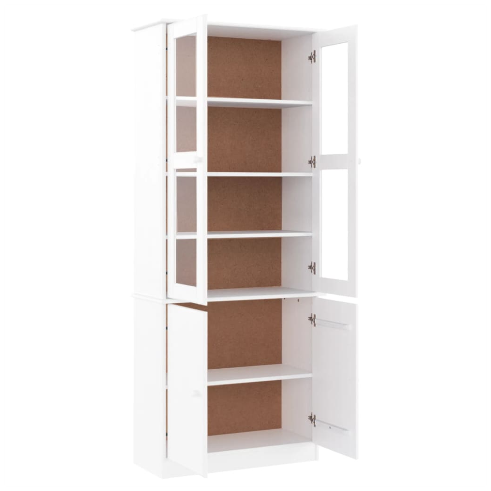 vidaXL Glass Display Cabinet ALTA vidaXL White 77x35x186.5 cm Solid Wood Pine - Uncategorized Display Cabinet