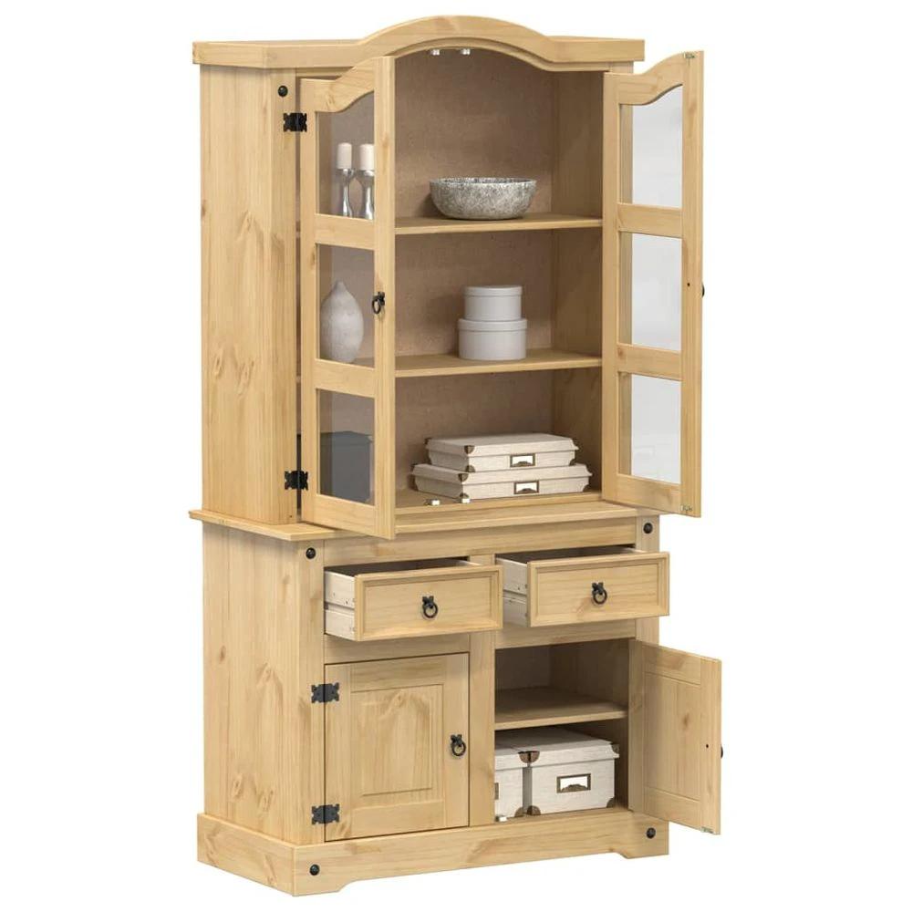 vidaXL Glass Display Cabinet Corona vidaXL 100x48.5x179 cm Solid Wood Pine - Uncategorized Display Cabinet