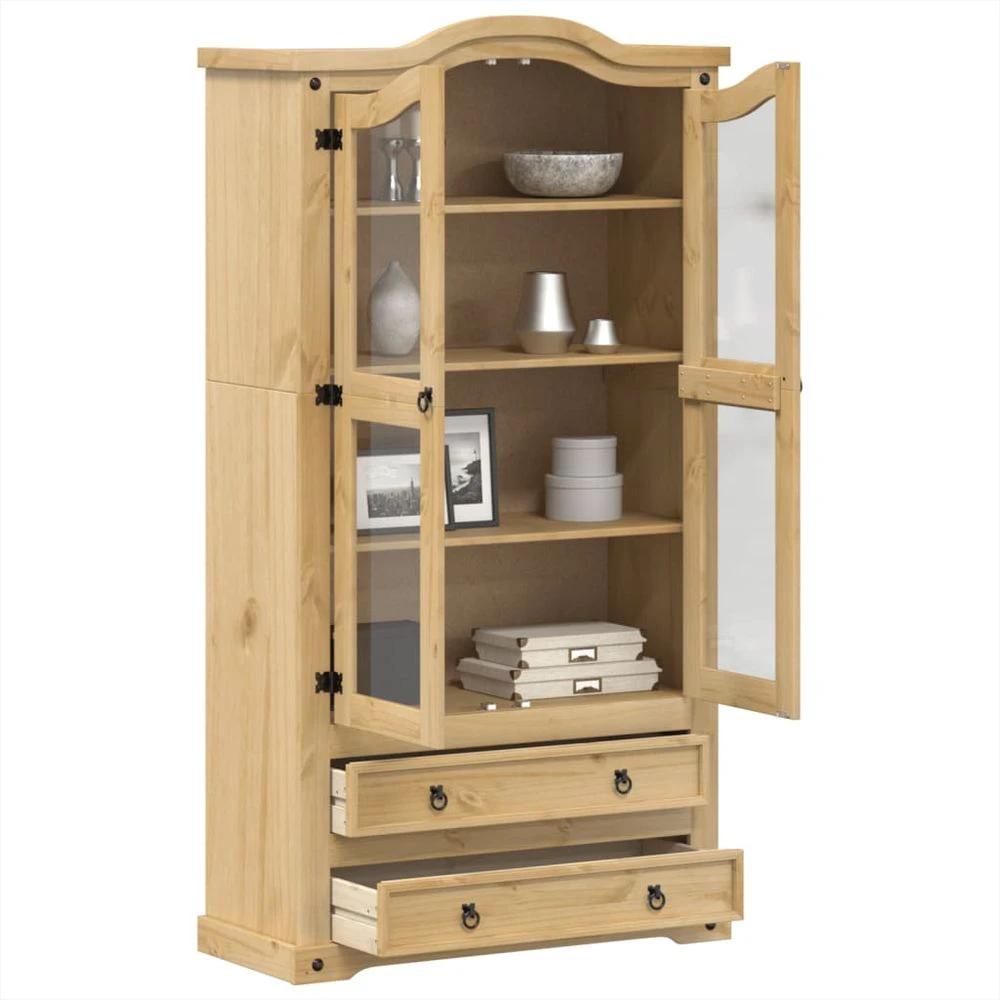 vidaXL Glass Display Cabinet Corona vidaXL 99x43x187 cm Solid Wood Pine - Uncategorized Display Cabinet