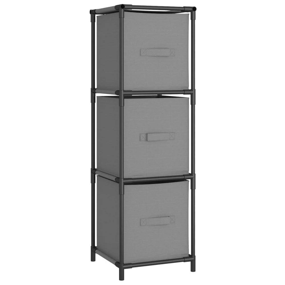 Storage Cabinet with 3 Fabric Drawers vidaXL Grey 34x34x101 cm Steel by vidaXL