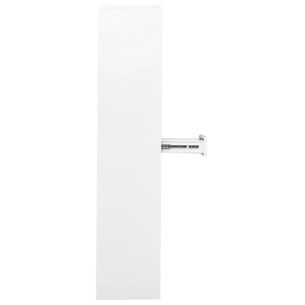Office Cabinet White 90x40x180 cm vidaXL Steel and Tempered Glass by vidaXL