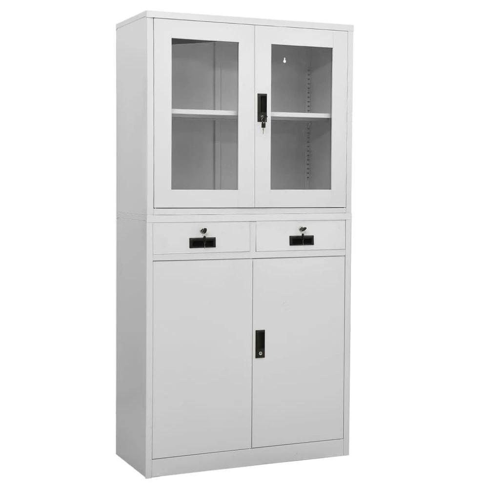 Office Cabinet White 90x40x180 cm vidaXL Steel and Tempered Glass by vidaXL