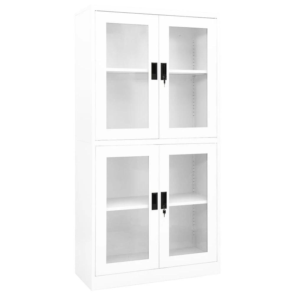 Office Cabinet White 90x40x180 cm vidaXL Steel and Tempered Glass by vidaXL
