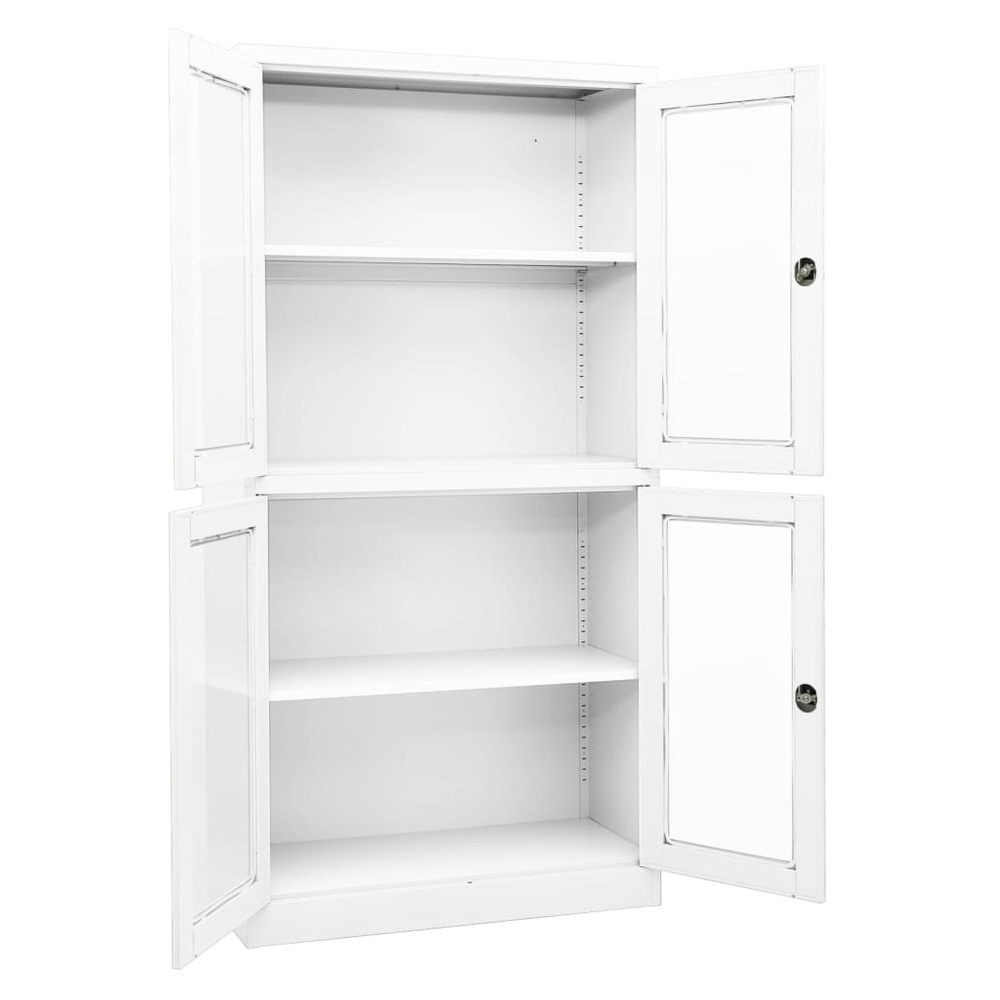 Office Cabinet White 90x40x180 cm vidaXL Steel and Tempered Glass by vidaXL
