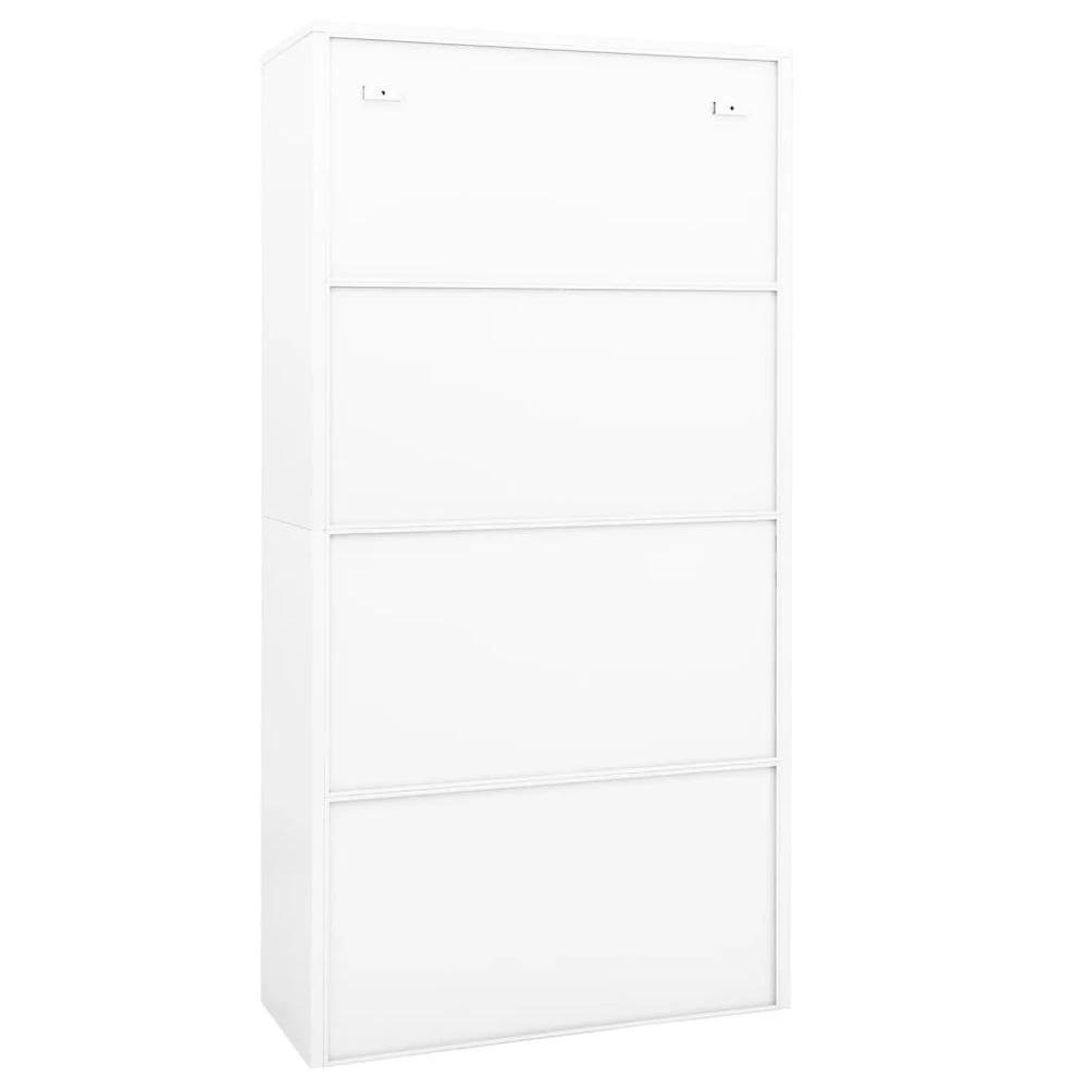 Office Cabinet White 90x40x180 cm vidaXL Steel and Tempered Glass by vidaXL