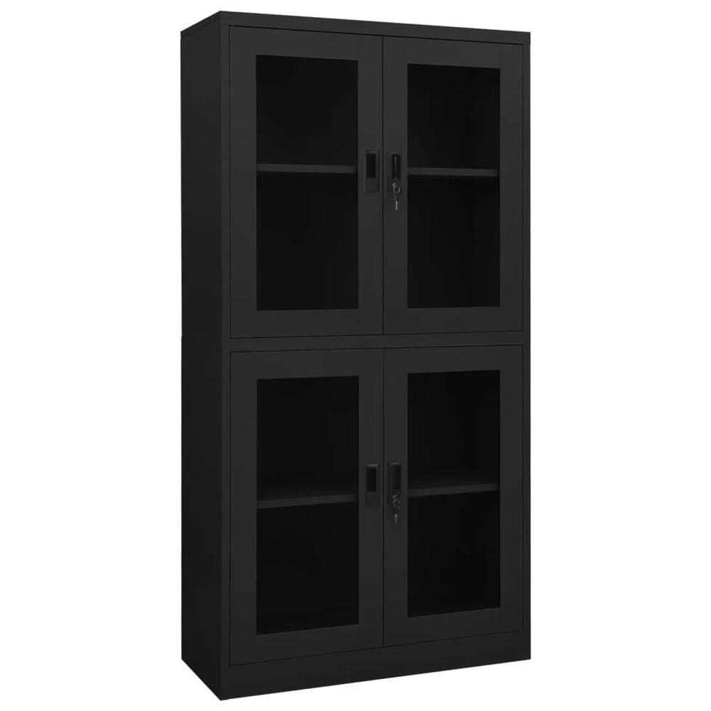 Office Cabinet White 90x40x180 cm vidaXL Steel and Tempered Glass by vidaXL
