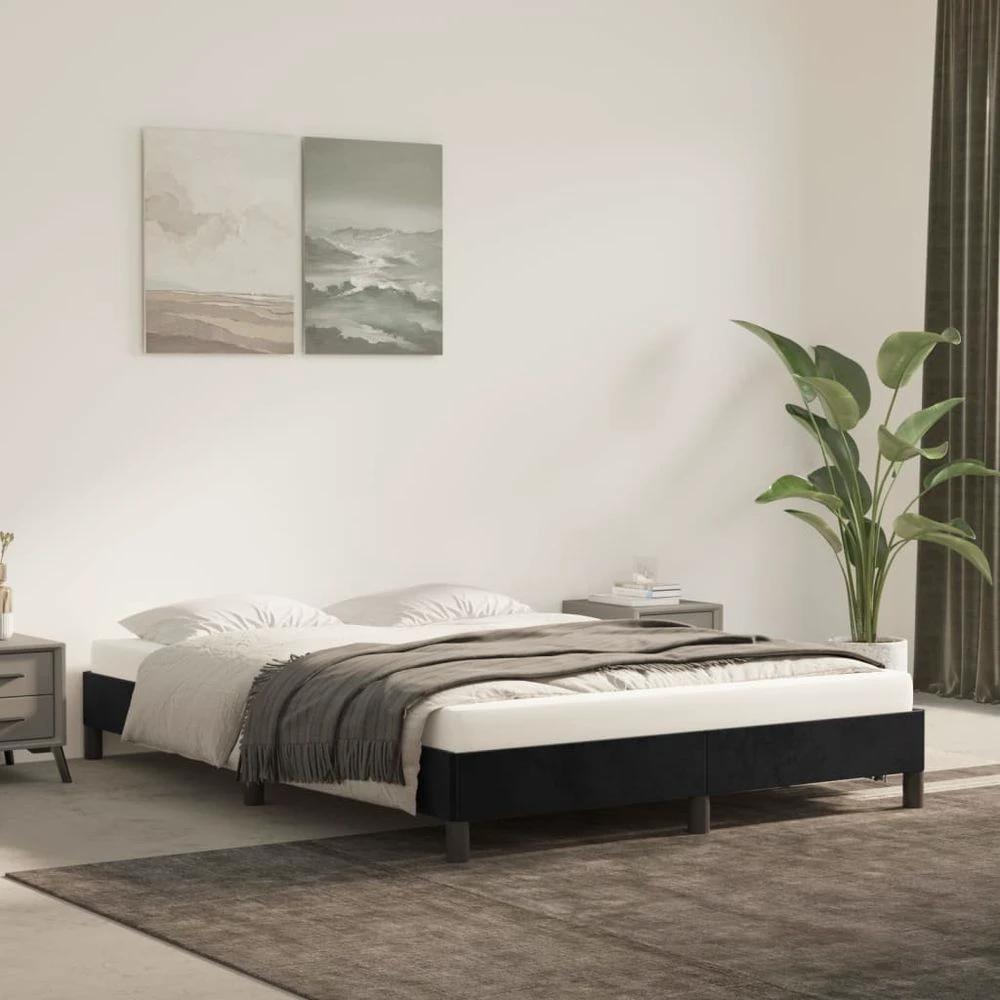 Bed Frame Black 135x190 cm vidaXL Double Velvet by vidaXL