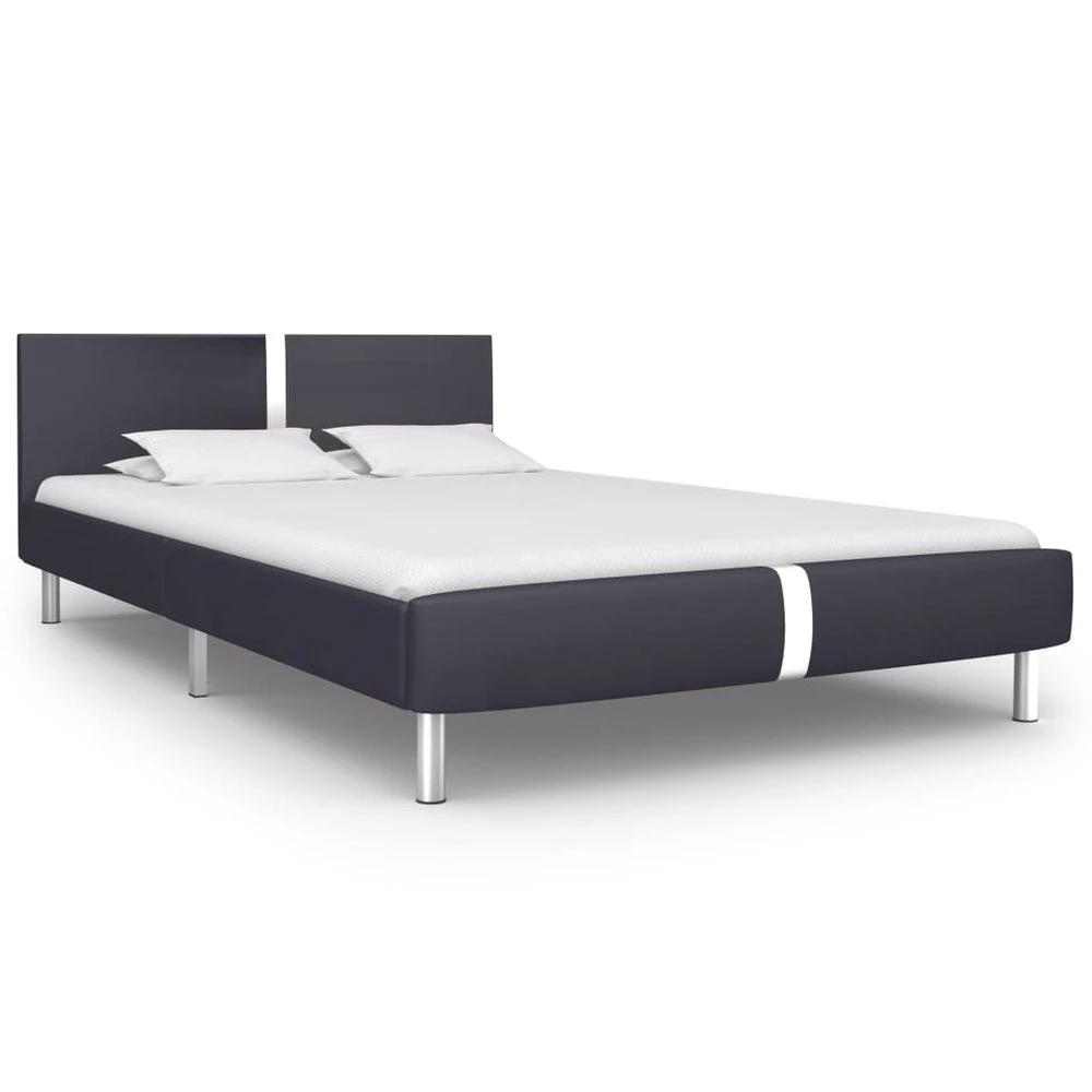 vidaXL Bed Frame Black Faux Leather 135x190 cm 4FT6 vidaXL Double - Uncategorized Double Bed
