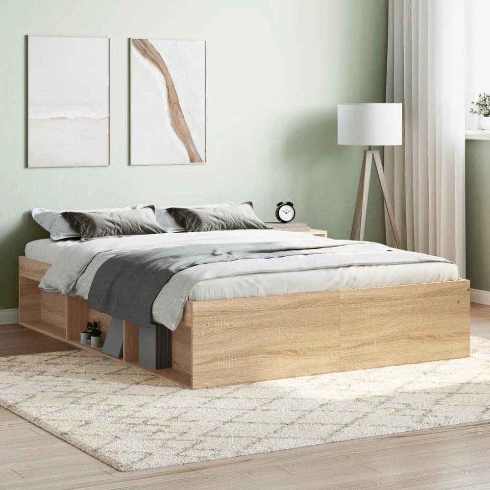 Bed Frame Sonoma Oak 135x190 cm vidaXL Double by vidaXL