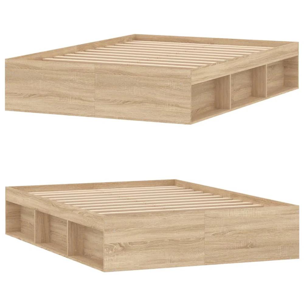 Bed Frame Sonoma Oak 135x190 cm vidaXL Double by vidaXL
