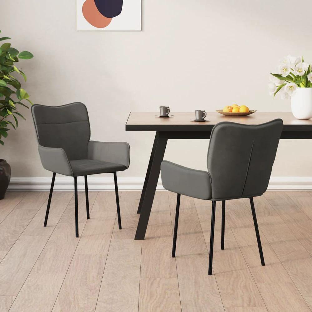 vidaXL Dining Chairs 2 pcs vidaXL Dark Grey Velvet - Uncategorized Fabric Dining Chairs