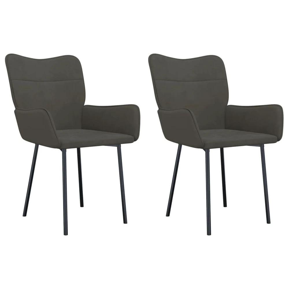 vidaXL Dining Chairs 2 pcs vidaXL Dark Grey Velvet - Uncategorized Fabric Dining Chairs