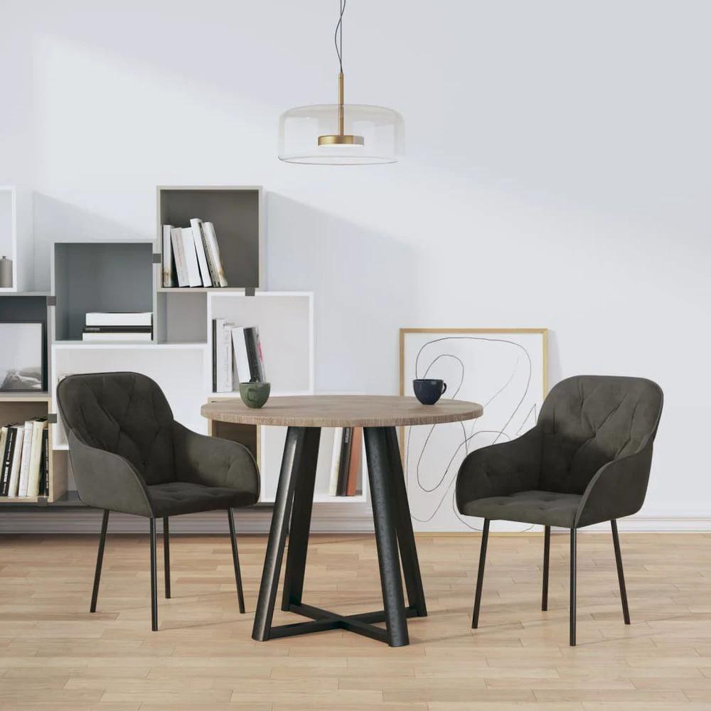 Dining Chairs 2 pcs vidaXL Dark Grey Velvet by vidaXL