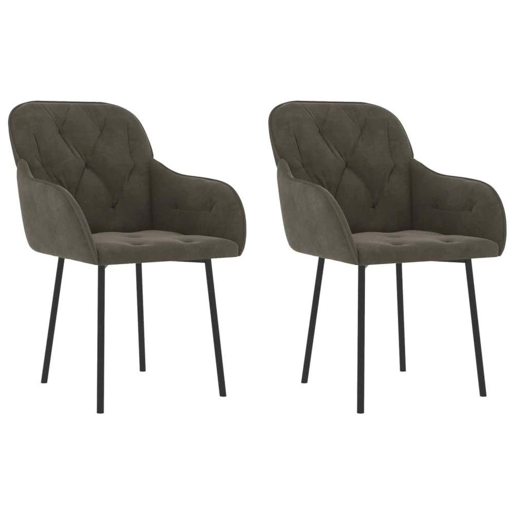 Dining Chairs 2 pcs vidaXL Dark Grey Velvet by vidaXL