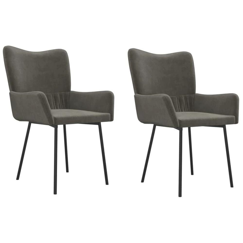 Dining Chairs 2 pcs vidaXL Dark Grey Velvet by vidaXL