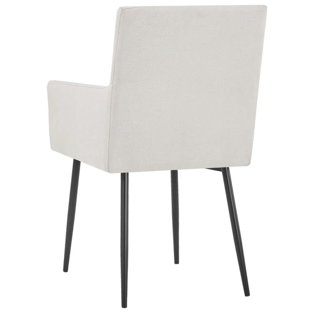 Dining Chairs with Armrests 2 pcs vidaXL Cream Fabric by vidaXL