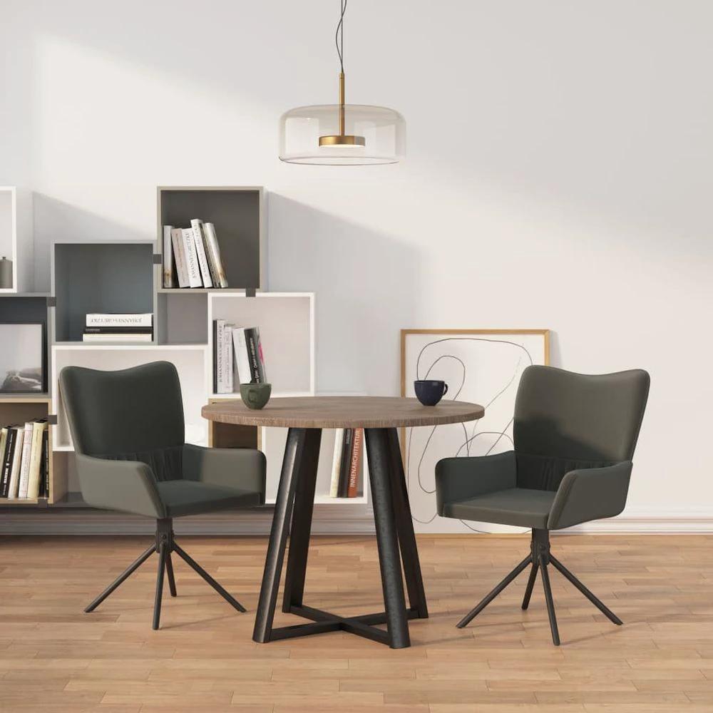 vidaXL Swivel Dining Chairs 2 pcs vidaXL Dark Grey Velvet - Uncategorized Fabric Dining Chairs