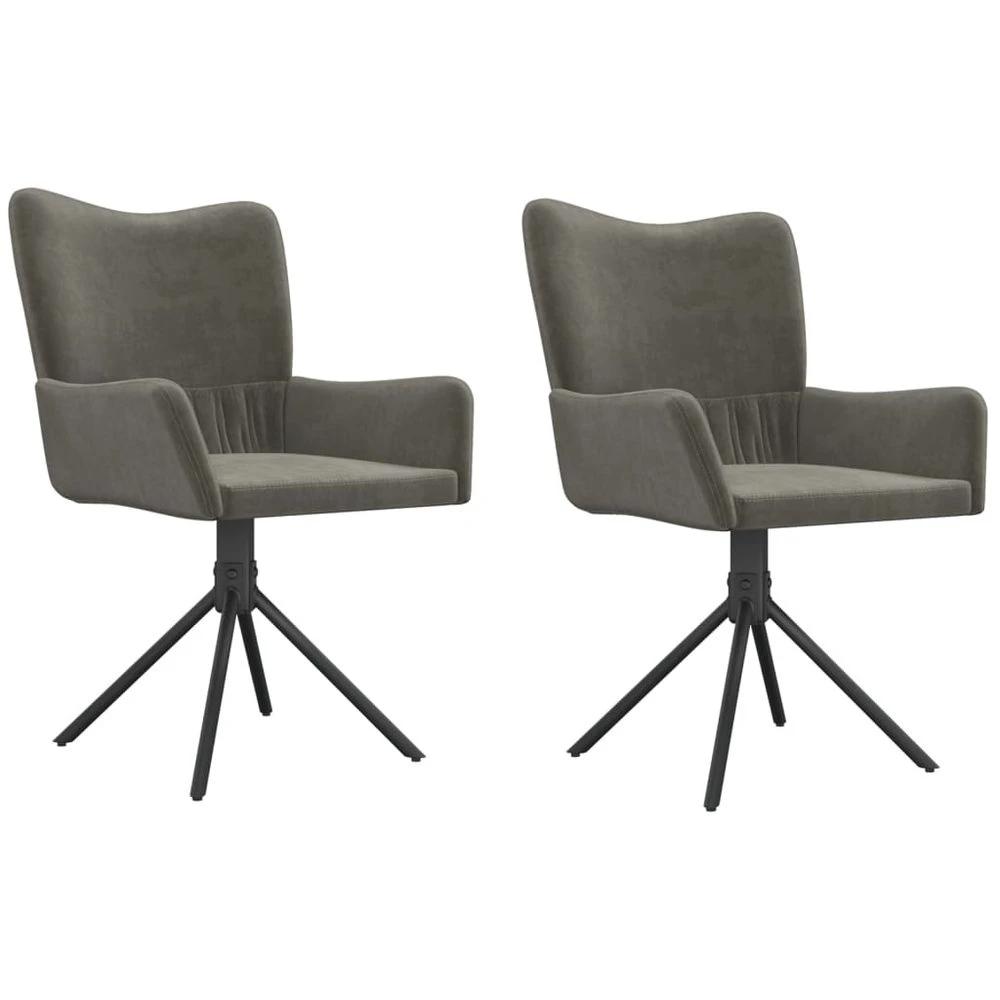 vidaXL Swivel Dining Chairs 2 pcs vidaXL Dark Grey Velvet - Uncategorized Fabric Dining Chairs