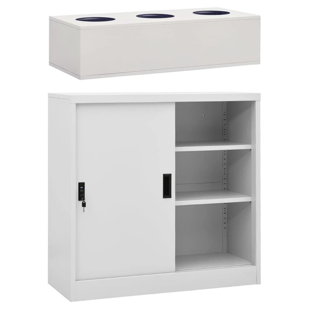 vidaXL Office Cabinet with Sliding Door White 90x40x90 cm Steel by vidaXL