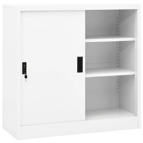 vidaXL Office Cabinet with Sliding Door White 90x40x90 cm Steel by vidaXL