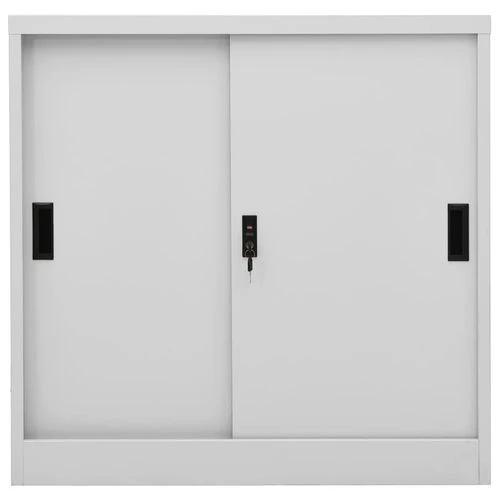 vidaXL vidaXL Office Cabinet with Sliding Door White 90x40x90 cm Steel - Uncategorized Filing Cabinet