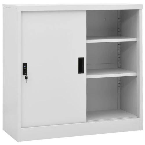 vidaXL vidaXL Office Cabinet with Sliding Door White 90x40x90 cm Steel - Uncategorized Filing Cabinet