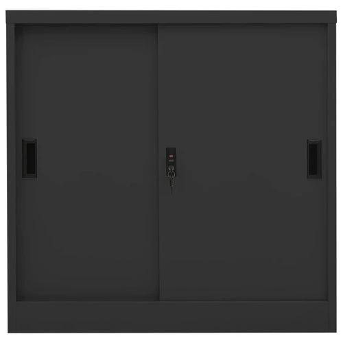 vidaXL vidaXL Office Cabinet with Sliding Door White 90x40x90 cm Steel - Uncategorized Filing Cabinet