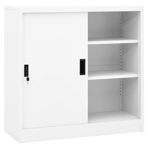 vidaXL Office Cabinet with Sliding Door White 90x40x90 cm Steel by vidaXL