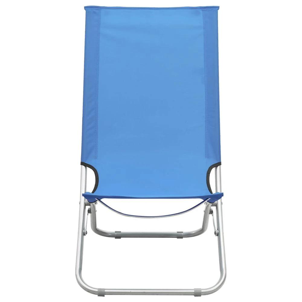 Folding Beach Chairs 2 pcs vidaXL Blue Fabric by vidaXL
