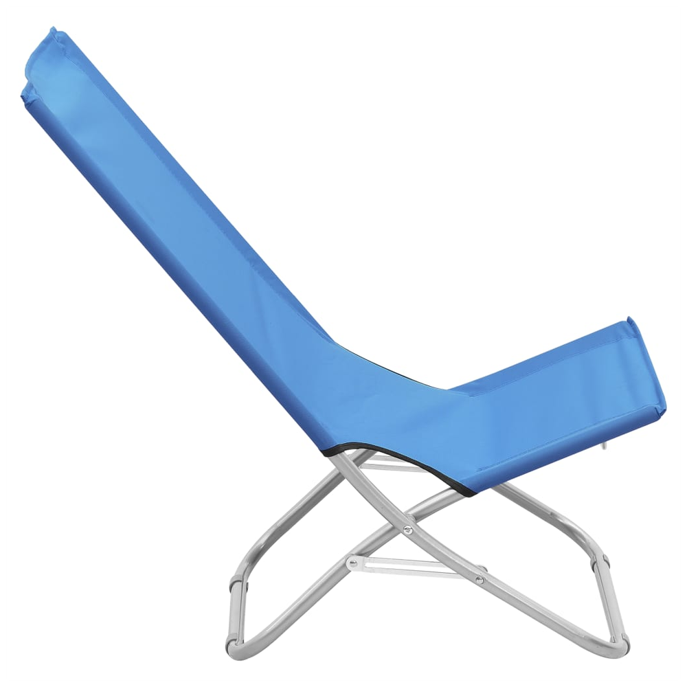 Folding Beach Chairs 2 pcs vidaXL Blue Fabric by vidaXL