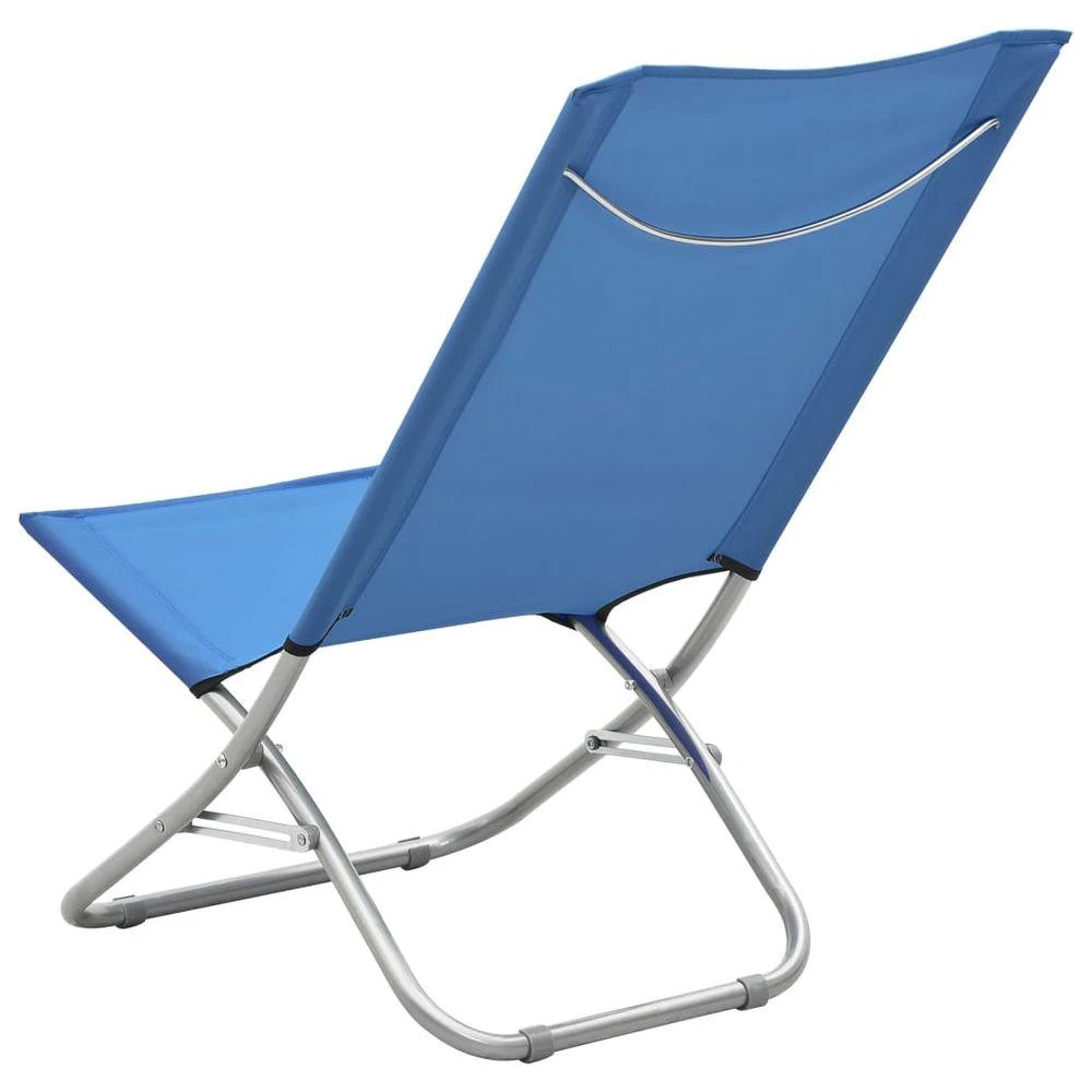 Folding Beach Chairs 2 pcs vidaXL Blue Fabric by vidaXL