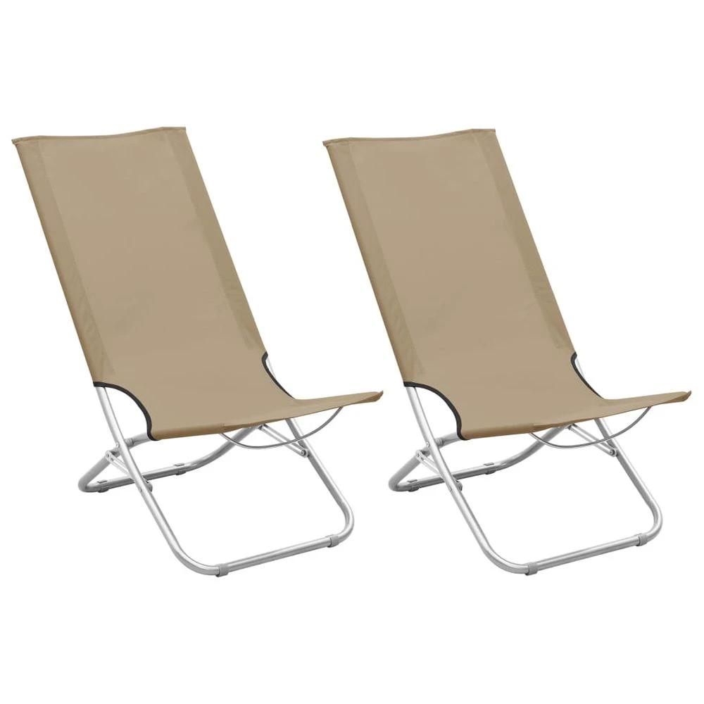 Folding Beach Chairs 2 pcs vidaXL Blue Fabric by vidaXL