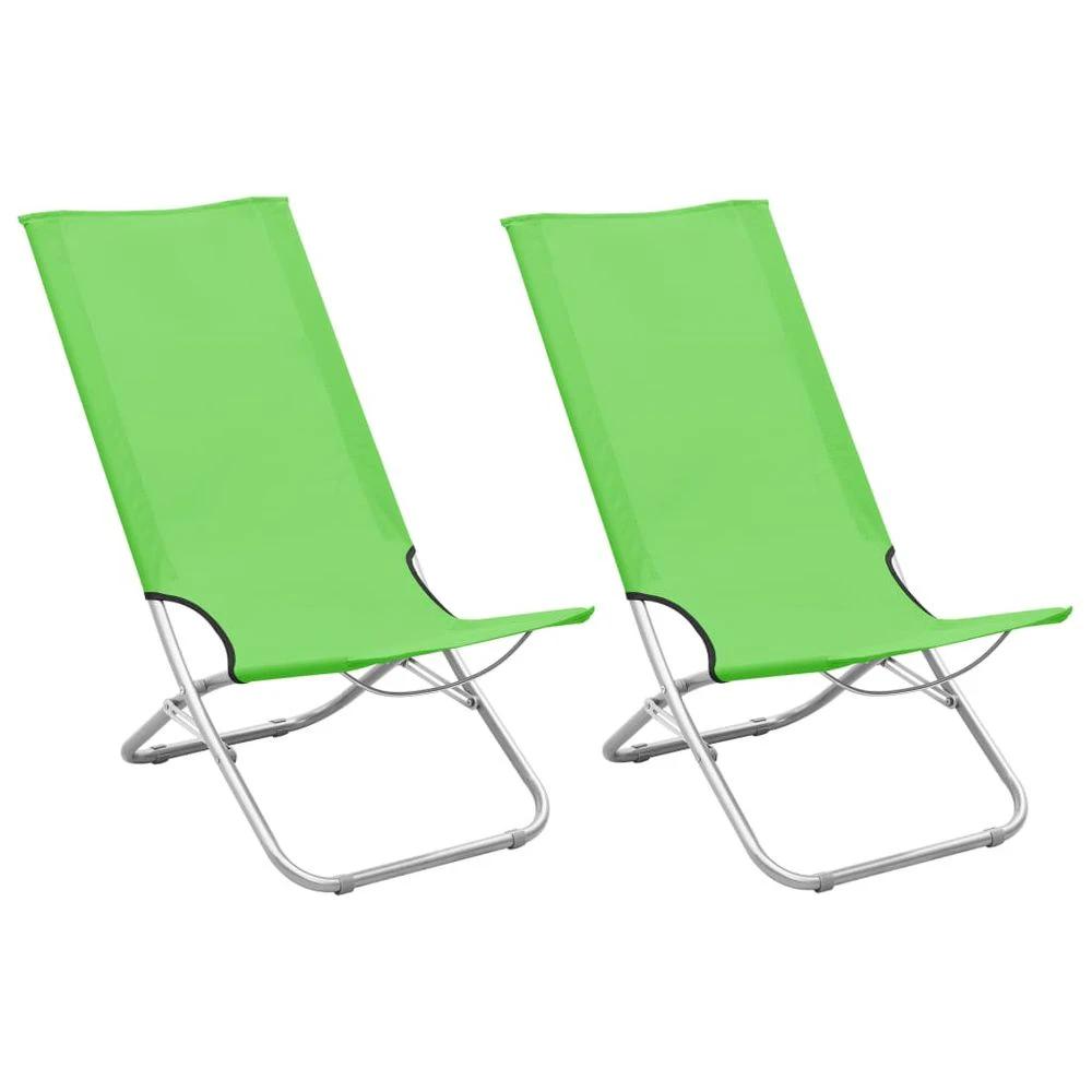 Folding Beach Chairs 2 pcs vidaXL Blue Fabric by vidaXL