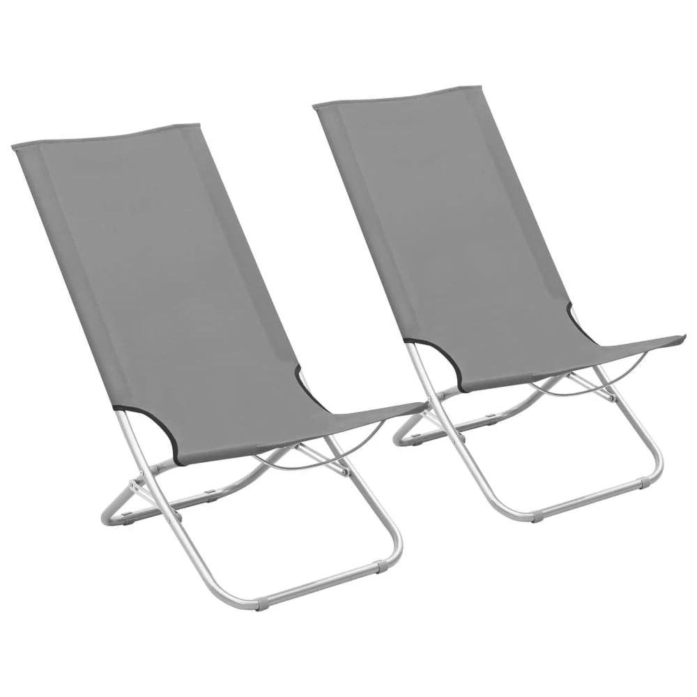 Folding Beach Chairs 2 pcs vidaXL Blue Fabric by vidaXL