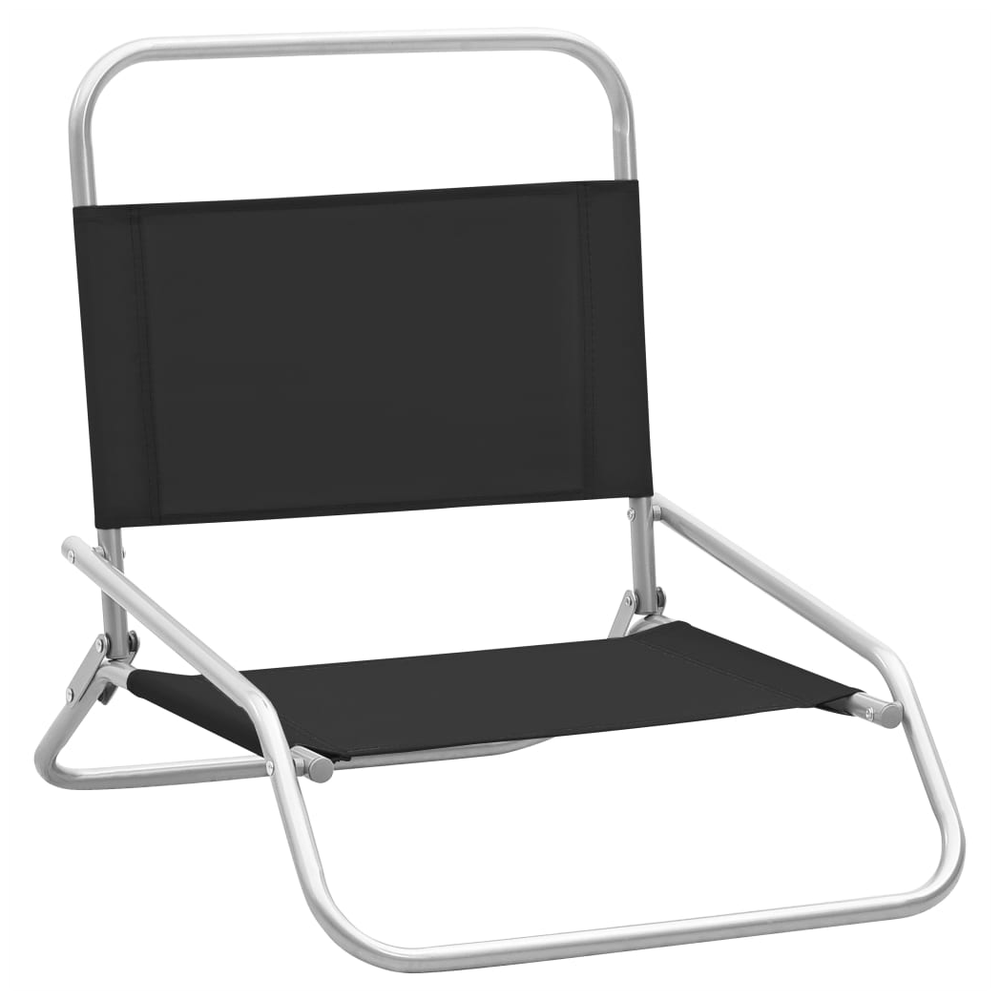 Folding Beach Chairs 2 pcs vidaXL Black Fabric by vidaXL